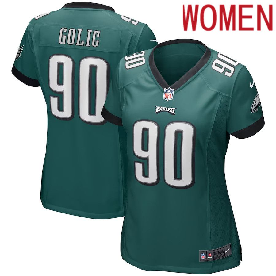 Women Philadelphia Eagles 90 Mike Golic Nike Midnight Green Game Retired Player NFL Jersey